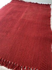 Pottery Barn Grand Chenille Knit Throw Blanket Fringe 50×70 TWIN Burgundy