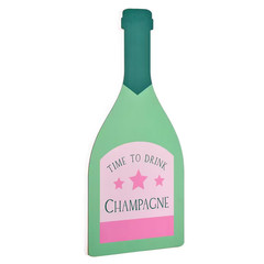 Tipsy Collection 26 In. X 12 In. Green Mirror MDF Champagne Bottle «Time to Drin