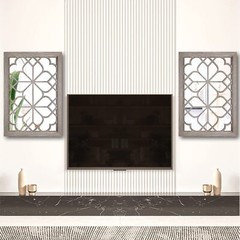 Set Of 2 Rectangular Wall Mirrorgorgeous Rustic Farmhouse Accent Mirrorbarn Wood