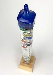 25″ Tall Square Tube Galileo Thermometer With Wooden Base
