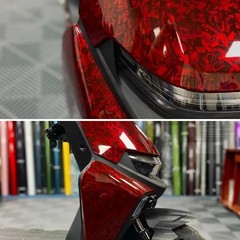 LZLRUN Forged Gloss Carbon Fiber Vinyl Wrap Roll Air Release 1ft x 5ft, Red