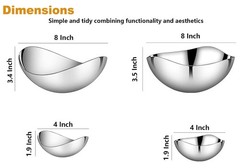 8 Inch Silver Oval 304 Stainless Steel Serving Bowl Salad Fruit Veggie Candy