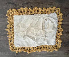 Vintage Handmade Yellow Crochet Knitted Yarn Blanket Pillow Case King 101×101 in