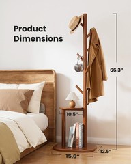 Pipishell Coat Rack, Freestanding Hall Tree with 8 Hooks & Storage Shelf, Sol…