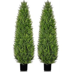 6FT Artificial Topiary Cedar Tree,70 inchTall Artificial Trees for Outdoors, …