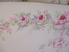 Shabby Chic Style Hand Painted Large Wood Panel Hanger with Porcelain Knobs