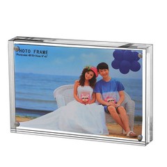 Clear Acrylic Photo Frame,Magnetic Perspex Picture Holders Table Standing Dou…