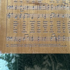 Wall Plaque Sankyo Music Box AMAZING GRACE P. Graham Dunn Amish Cherrywood