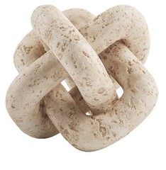 3 Link Knot Decor, Beige Travertine Coffee Table Decoration, Boho Resin Chain Li