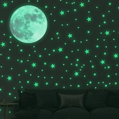 103PCS Glow in the Dark Moon Stars Wall Stickers Kids Bedroom Ceiling