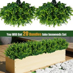 Durable, Easy-Care Artificial Boxwood Shrubs for Office & Home Use – 20 Count
