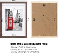 12X16 Rustic Picture Frames Solid Wood Display Pictures 11X14 or 8.5X11 Diplomas