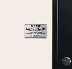 (2 PACK) Do Not Flush Sign for 9 x 6 inches, Brushed Aluminum /Black