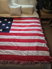 American Flag Vintage Tapestry Throw Blanket 43”x61” Patriotic USA 100% Cotton