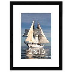 12×16 Picture Frame Black, Display Pictures 8.5×11 with Mat or 12×16 Without Mat