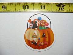 HALLOWEEN PUMPKIN CANDY CONTAINER SMALL STICKER DECAL FALL SEASON DECORATION