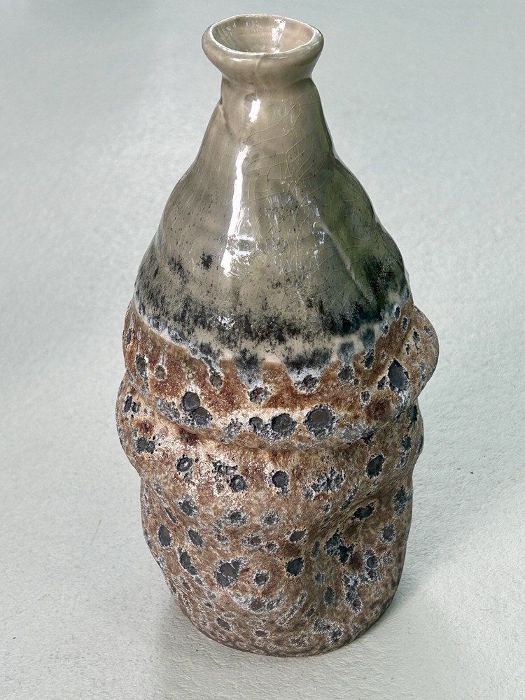 Sagebrook Home Irregular Lava Glaze Ceramic Vase Green-Gray 9¾″ 2010s Wabi-Sabi