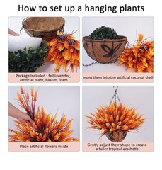 2Pack Artificial Hanging Baskets with Flowers 40Pcs Outdoor Fake Lavender Flo…