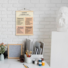 Happy Chemicals Wooden Poster Hangers 12.5×17 Inch,Positive Mental Health Poster