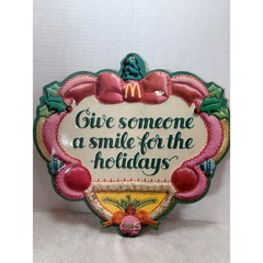 VTG 1981 McDonald’s Christmas Holiday Sign Give Someone A Smile For The Holidays