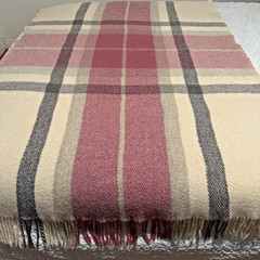 100 % Wool Blanket Throw Pink Gray Beige Alafoss Of Iceland 44” x 70”