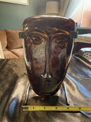 Jaramillo Bros Amber Color Glass Mask Skydancer Hanging Light 8 In