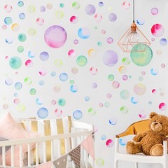150 Pieces Large Polka Dot Wall Decals Watercolor Dots Wall Stickers Rainbow Col
