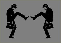 Silly Walks Man Decal Mirrored Image Set Monty Python window funny vinyl sticker