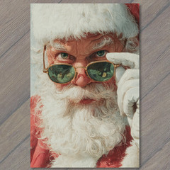 Art Print Santa Sunglasses Close Up Cool Funny Retro Christmas Holiday Humor