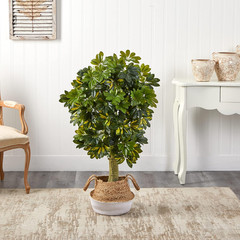 4Ft. Real Touch Schefflera Tree in Boho Chic Cotton & Jute Planter