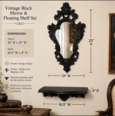 Vintage Mirror + Shelf Mirror Shelf Console SET MIRROR WHIMSICAL BAROQUE GOTH