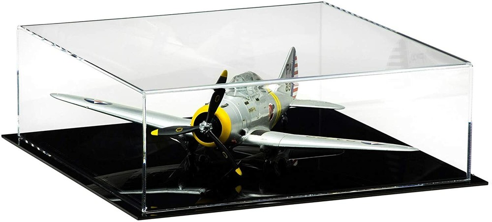 Model Airplane Display Cases – 12X12X4 Clear, Black Base, Table Top (A030B)