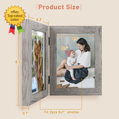 5X7 Double Picture Frame Vertical Hinged Photo Frame 2 5X7 Light Gray 1-Pack…