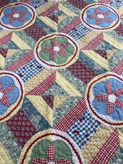 Wedding Ring Quilted Throw Blanket Colorful Patchwork Gingham Floral Rod Pocket