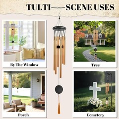 Customizable Memorial Wind Chime – Outdoor Bereavement with Removable Charms,