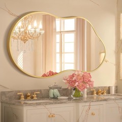 Irregular Wall Mirror – Wall Mirrors Decorative 20″x36″ Gold Asymmetrical Mir…