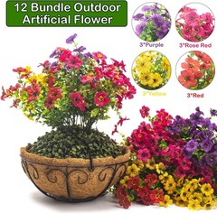 Artificial Hanging Flowers Basket with Colorful Silk Daisies & Eucalyptus –