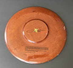 Bibi Leon Hand Crafted Painted Crab Mahogany Wood Charger Plate Tray Signed