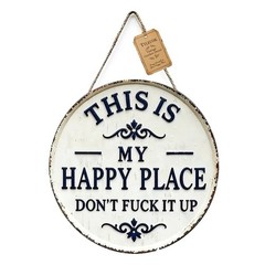 This Is My Happy Place Vintage Metal Sign, Round Wall Decor for Home & Garden