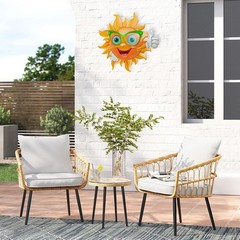 Metal Sun Wall Art Decor, 13 inches Outdoor Wall Decoration, Sun Face Hanging…