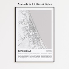 Daytona Beach City Map Print, Florida Travel Poster, Modern Map, Wall Decor Art