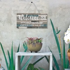 Funny Welcome Front Door Sign Welcome-ish Hanging Sign 12 x 6′ Inch, Rustic Wall