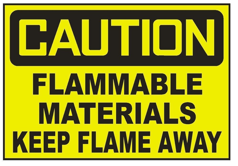 Caution Flammable Materials Keep Flame Away Sticker Safety Decal Sign D714