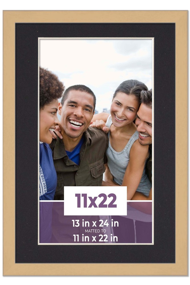 11×22 Frame Natural With Black Picture Mat For 11×22 Photo – Natural 13×24 Frame