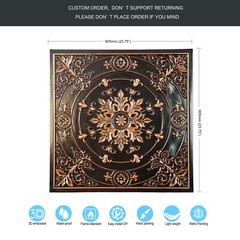 PVC Ceiling Tile 3D Embossed Wall Panel PL18 Traditional copper 10pc PAINTSDECOR
