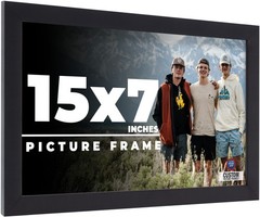 15×7 Frame Black Real Wood Picture Frame Width 0.75 inches | Interior Frame Dept