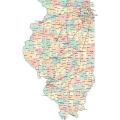 ILLINOIS ROAD MAP Glossy Picture Photo Poster Print Chicago City County State