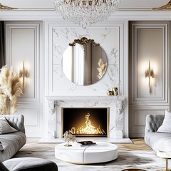 Round Frameless Wall Mirror for Bedroom Entrance Vintage Baroque Wall Mirror