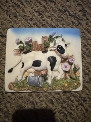 Vintage Ceramic 3D «Milk Cow» Wall Hanging Plaque – 4.75 Inches x 5.75 Inches(96