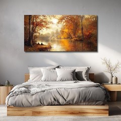 Large Canvas Wall Art Yellow Tree Landscape Painting 20×40 Inch